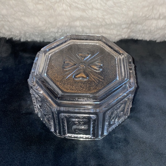 Vintage Imperial Glass Clear Octagon Butterpat Patterned Candy dish. - Picture 3 of 6